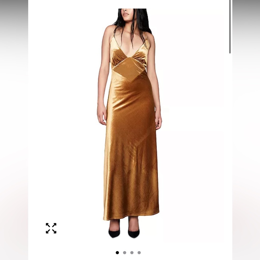 Bardot Gold Velour Slip Dress